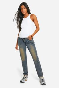 Boohoo Zwangerschap Basic High Waist Mom Jeans, Vintage Wash