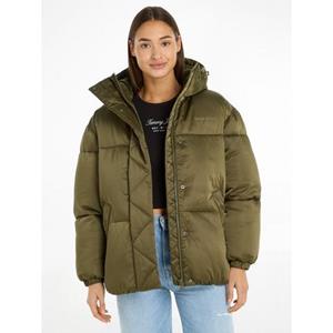 TOMMY JEANS Gewatteerde jas TJW OVR SATIN PUFFER met tommy jeans-merklabel