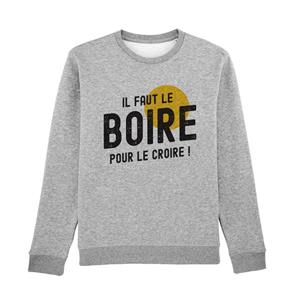 Enkr Herensweater - JE MOET HET DRINKEN OM HET TE GELOVEN XS heide grijze kleur
