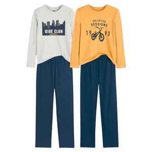 LA REDOUTE COLLECTIONS Set van 2 pyjama's in jersey, fietsprint en buildings