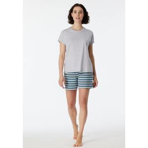 Schiesser Shortama "Casual Essentials" met effen shirt en gestreepte broek (2-delig)