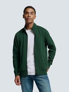 No Excess Sweater full zipper twill jacquard dark green