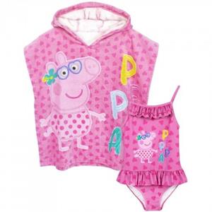 Peppa Pig meisjesbadpak en ponchoset 18-24 roze