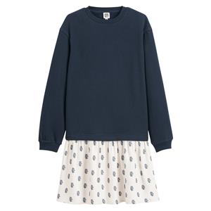 LA REDOUTE COLLECTIONS Jurk met lange mouwen in 2 materialen, molton en keperstof
