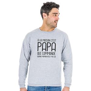 We are family Heren sweatshirt - THUIS IS HET PAPA DIE 2 WAF BESTELT XS heide grijze kleur