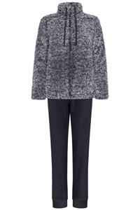 Rebelle Teddy Huispak Dames Fleece - Grijs - Warm 2-delig pyjama pak met rits