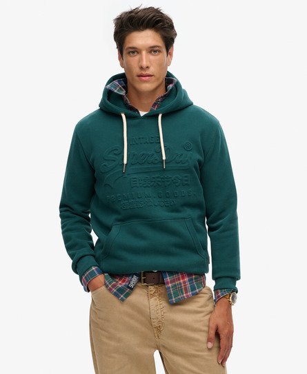 Superdry Mannen Hoodie met Reliëfopdruk Groen