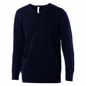 Kariban heren trui/gebreide trui met lange mouwen en v-hals 2XL zwart