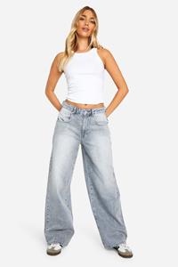 Boohoo Grijze Gebleekte Wide Leg Jeans, Grey