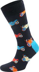 Happy Socks Navy Motorbike Crew Sock | Fun Bike Socks for Bike Lovers