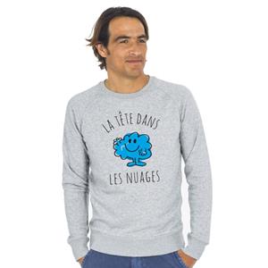 Monsieur Madame Herensweater - HOOFD IN DE WOLKEN XS heide grijze kleur