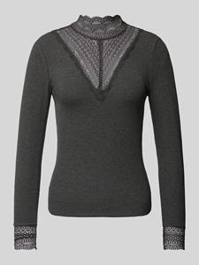 Only Onltilde L/s High Neck Lace Top Jrs Noos T-shirt Lange Mouw Dark Grey Melange