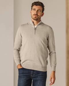 State Of Art Half Zip Trui Oak Ecru