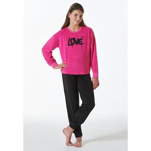 Schiesser Slaapjurk lange frottee manchetten Love pink - Nightwear 