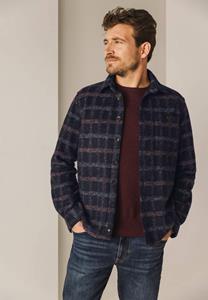 Sweater State Of Art Overshirt Wolblend Ruit Navy