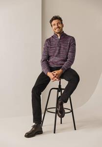 Sweater State Of Art Half Zip Trui Melange Bordeaux