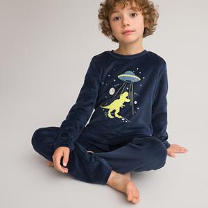 LA REDOUTE COLLECTIONS Fluwelen pyjama, fosforescerende dinosaurus