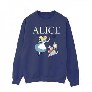 Disney Heren Alice In Wonderland Volg het konijn Sweatshirt L marineblauwe kleur