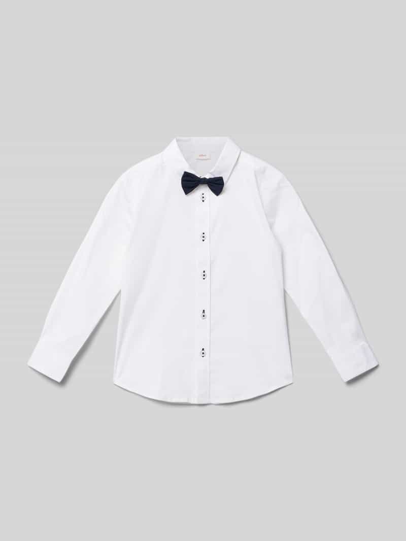 S.Oliver RED LABEL Regular fit overhemd van een katoenmix met popeline en afneembare strik