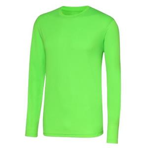 AWDis Just Cool Heren T-shirt met lange mouwen, coole sportprestaties en effen kleur M elektrische groene kleur