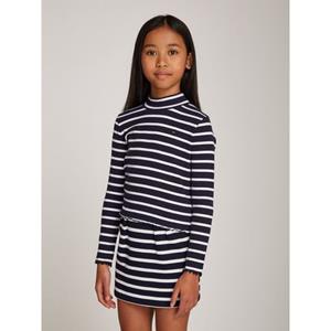 Tommy Hilfiger Shirt met lange mouwen MOCK NECK RIB TOP LS in streepdesign, met babylock zoom