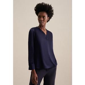 seidensticker Shirtblouse Zwarte roos Lange mouwen V-hals uni