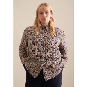 seidensticker Overhemdblouse Zwarte roos Lange mouwen kraag geometrische motieven