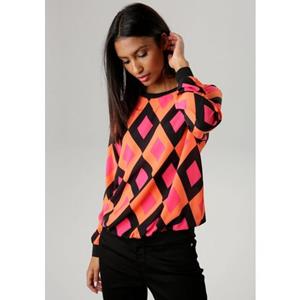 Aniston SELECTED Shirtblouse met effen borden en retro-patroon