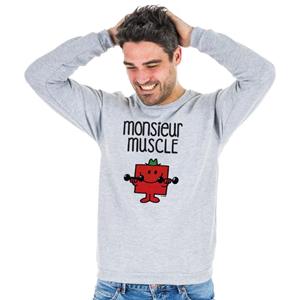 Monsieur Madame Herensweater - MONSIEUR MUSCLE XS heide grijze kleur