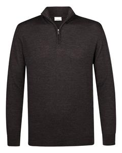 Profuomo Half Zip Pullover Merinowol Donkerbruin