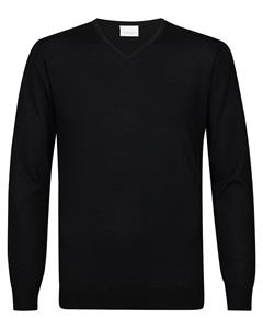 Profuomo Pullover V-Hals Merinowol Zwart