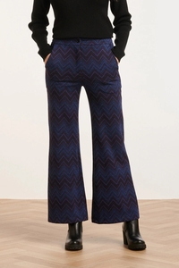Smashed Lemon 24678 zigzag print broek met flared pasvorm |
