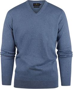Steppin' Out Trui Cotton Cashmere V-hals Indigo Blauw