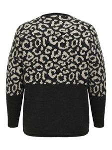 ONLY CARMAKOMA Trui met ronde hals CARJADE ZEBRA L/S O-NECK KNT