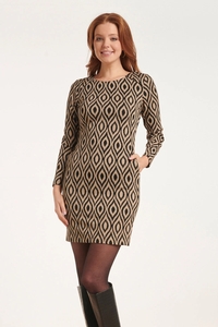 Smashed Lemon 24562 korte strakke jurk met geometrische print |