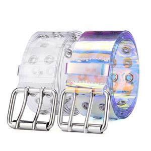 YuTao Belt Damesmode PVC transparante riem Verstelbare dubbele rij gat Oogje tailleband Transparent