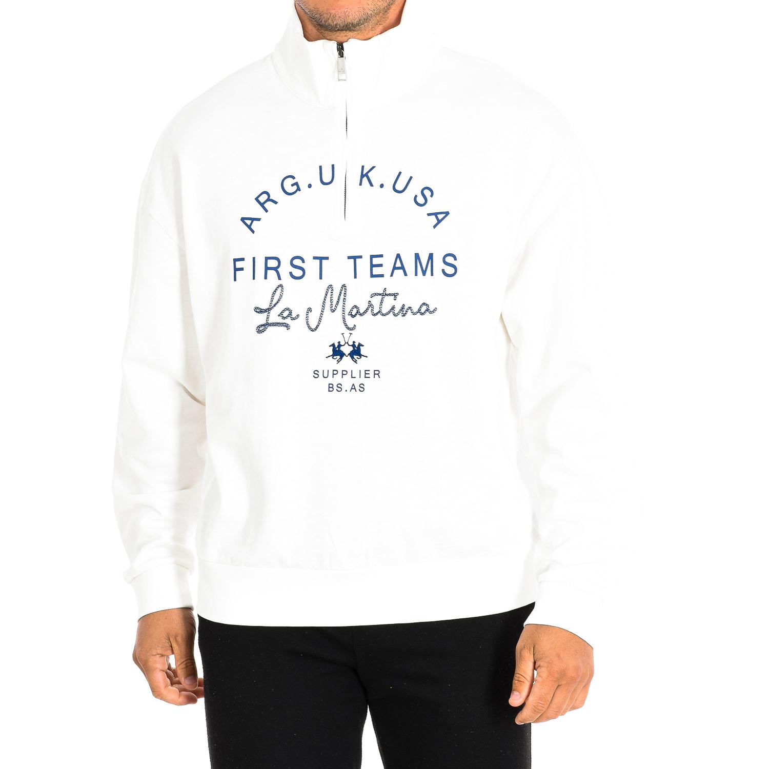LA MARTINA Heren TMF600-FP220 Sweatshirt met rits L wit