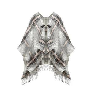 Lascana Gebreide poncho Cape modieus ruitpatroon & gesp, ruitdoek, poncho, sjaal, vegan