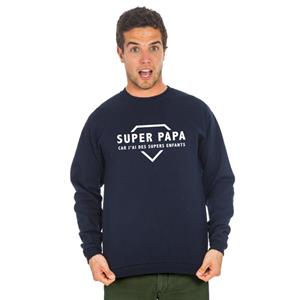 We are family Herensweater - SUPER DAD OMDAT IK SUPER KINDEREN 2 WAF HEB XS marineblauwe kleur