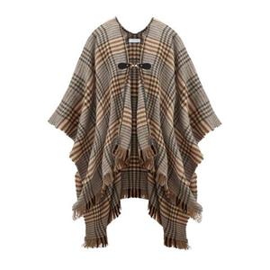 Lascana Gebreide poncho Cape modieus ruitpatroon & gesp, ruitdoek, poncho, sjaal, vegan