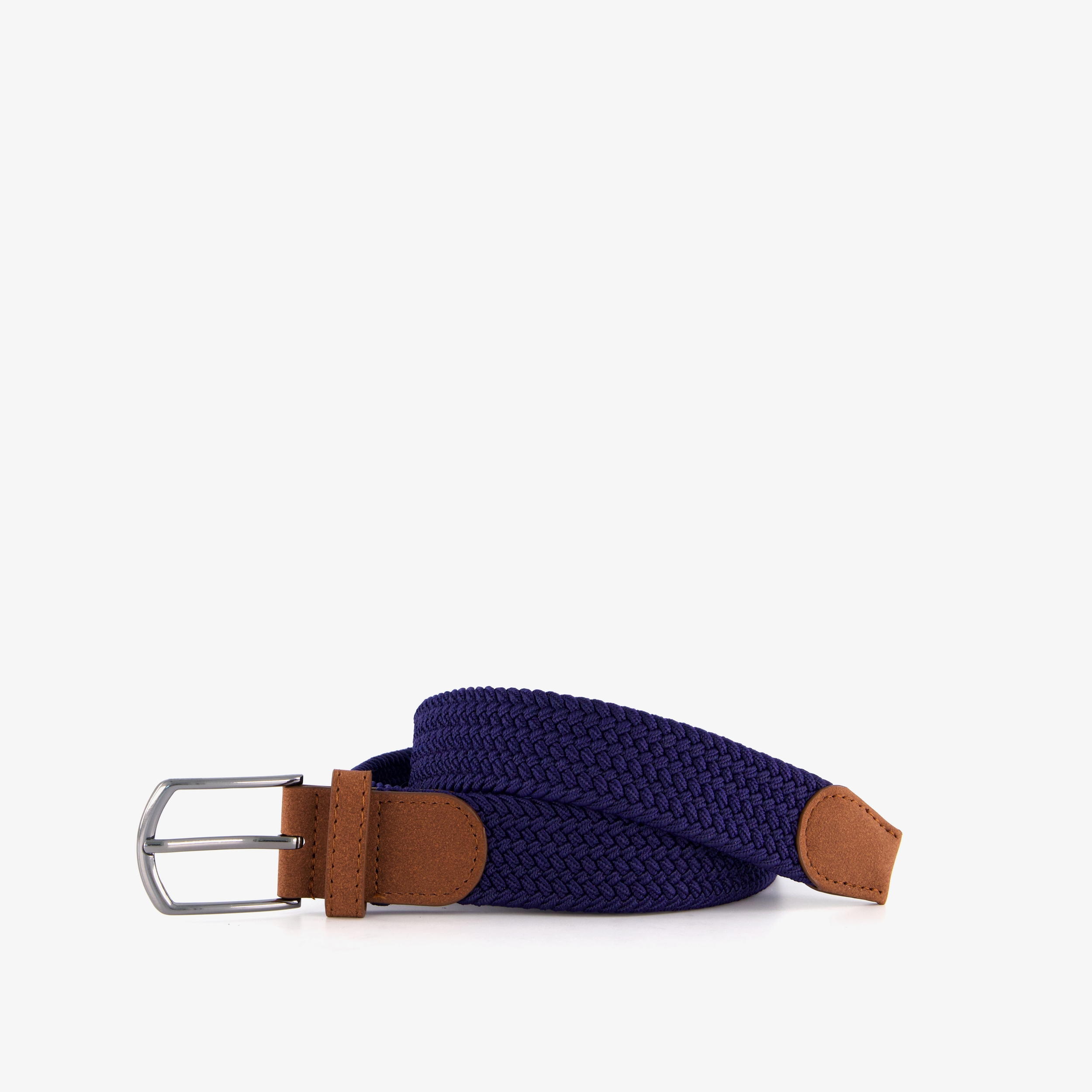Gevlochten heren riem blauw cognac