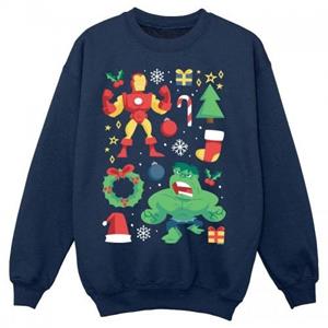 Marvel Boys Iron Man en Hulk kerstdagsweater 12-13 zwart