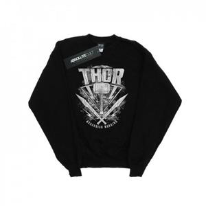 Marvel Boys Thor Ragnarok Hammer-logo sweatshirt 12-13 zwart