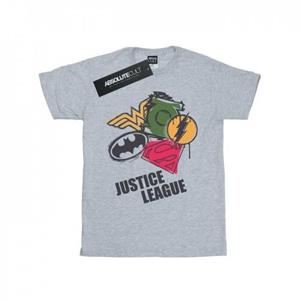 Katoenen T-shirt met DC Comics Justice League Spray-logo's voor meisjes 12-13 zwart