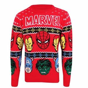 Marvel unisex volwassen gezichten gebreid sweatshirt XXL zwart