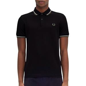fredperry Fred Perry - Twin Tipped Black/Ecru/Laurel Wreath Green - Polo - Schwarz - L - 100% Baumwolle,Baumwolle