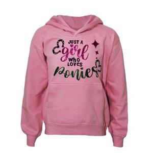 Pertemba FR - Apparel British Country Collection Childrens/Kids Gewoon een meisje dat van pony's houdt Hoodie 3-4 Years babyroze kleur