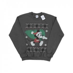 Disney Heren Mickey Mouse Kerstboom Sweatshirt L houtskool
