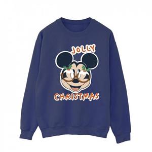 Disney Heren Mickey Mouse Jolly Kerstbril Sweatshirt L wit