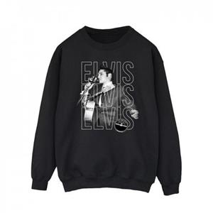 Elvis heren sweatshirt met drievoudig logo portret L zwart